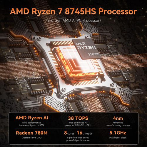 Geekom Ax8 Pro Ai Mini Pc, Amd Ryzen Rhs A 4.9ghz) Mini Comp