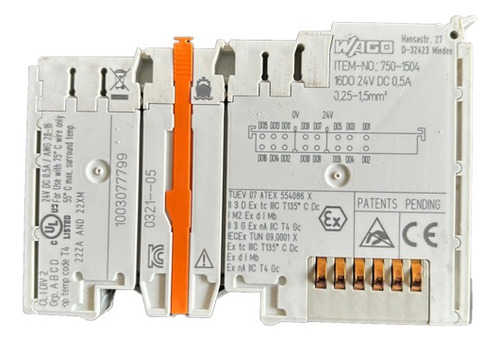 Modulo Saida Digital 16 Canais Wago 750-1504 24vdc 0,5a Novo