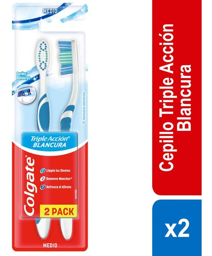 Colgate Cepillo Dental Triple Acción Blancura Medio 2pack