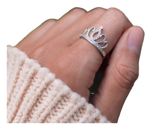 Anillo Corona Crown Queen Plata Gris Para Dama 925