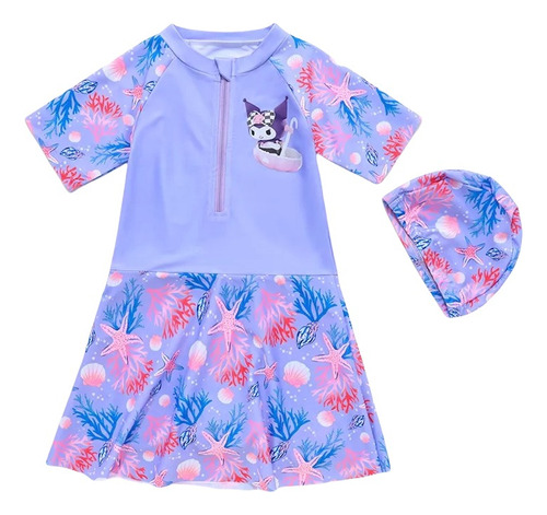 Lindo Traje De Baño Kuromi Kitty Cat Para Niñas