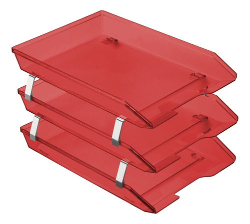 Acrimet Facility Triple Carta Bandeja Frontal (color Rojo), 