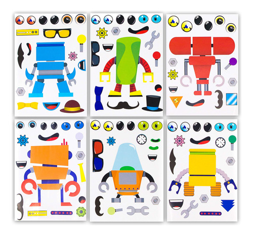 24 Calcomanias De Robot Para Ninos, Gran Tema De Robot, Recu