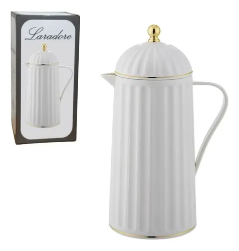 GARRAFA TÉRMICA DE CAFÉ LARADORE ROMA - BRANCA E DOURADA 1L BRANCA