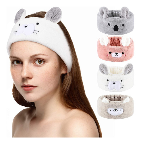 4 Diademas De Forro Polar De Coral Para Maquillaje, Diadema