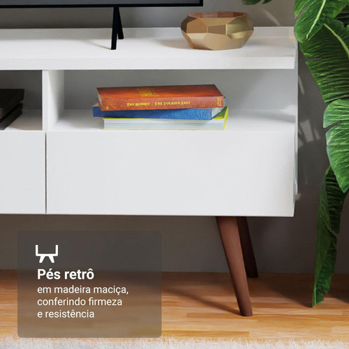 Rack Para Tv Até 65 Polegadas Com Pés Retro Londres Madesa B Cor Branco