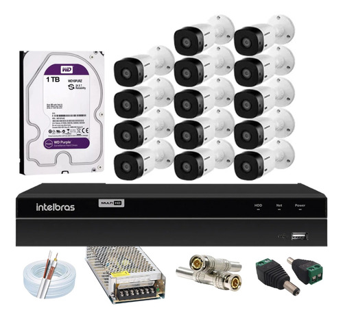 Kit Intelbras 14 Cam. 1120b E Dvr Mhdx 1216 C/hd 1tb Purple