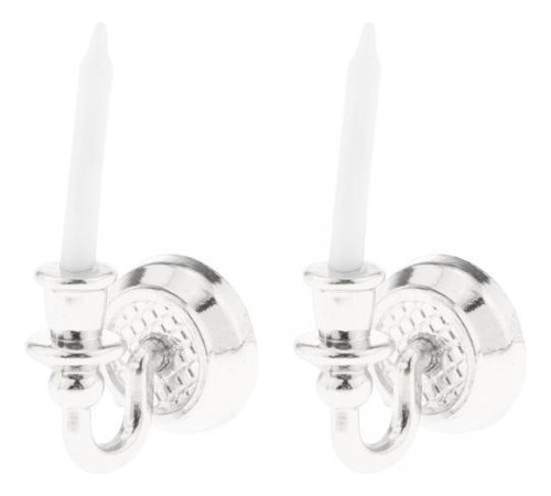 2 X 1/12 Mini Casas De Muñecas Decoración Juguetes Plata