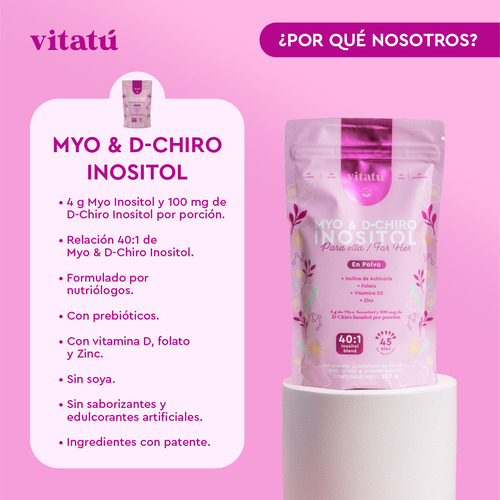 Vitatú | Myo Inositol & D-chiro Inositol Relación 40:1 New