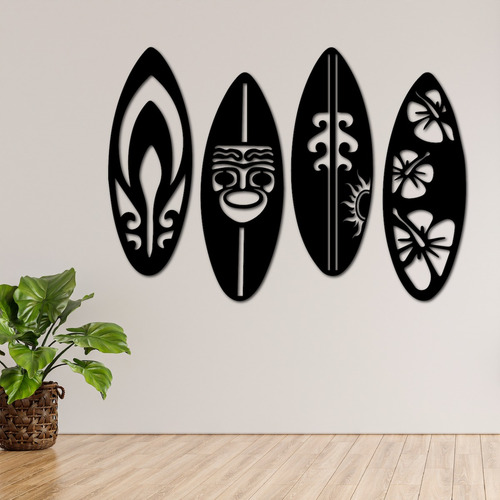 Imagen 3 de 10 de Cuadro Madera Moderno Calado Decorativo Mdf Tablas De Surf