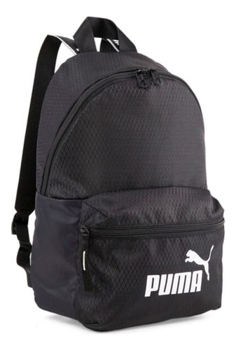 Mochila Puma Core Base Backpack Chica Deportiva Color Negro Diseño De La Tela Liso