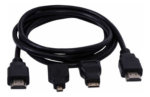 Kit Cabo Hdmi 3x1 - Hdmi/ Mini Hdmi/ Micro Hdmi 1.5m