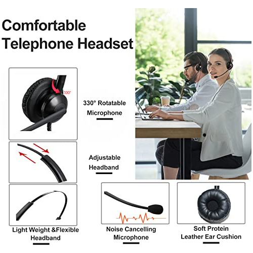 Auriculares Emaiker Para Teléfono De Escritorio, De Un Solo