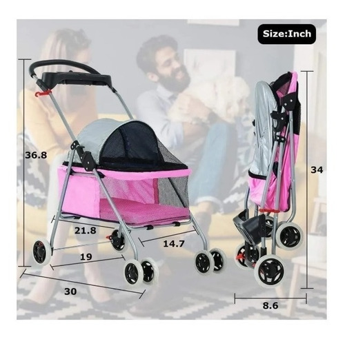 Imagen 5 de 7 de Coche Para Mascotas Paseador Mascotas Plegable Impermeable