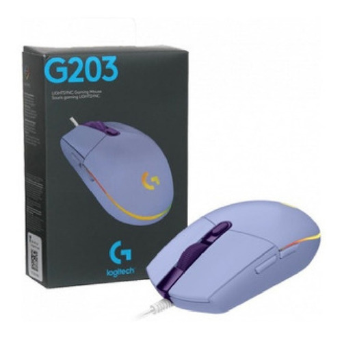 Mouse Logitech Gamer G203 Lila Prodigy Rgb 8000 Dpi Original