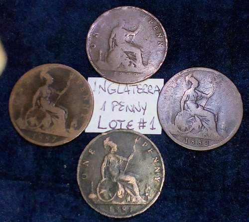 Monedas Inglaterra. One Penny 1861/1887, Todas Dif. Lote X 8 (Usado)