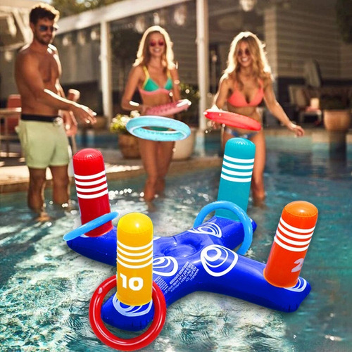 Juegos Inflable Para Piscina Cruz Con 4 Anillos 