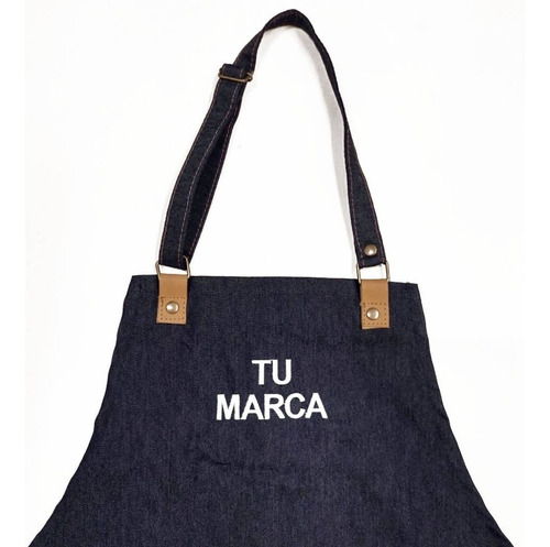 Delantal Jean Y Cuero Vacuno Bordamos Tu Marca Logo O Frase