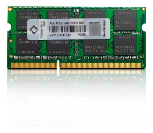 Imagem 1 de 2 de Memoria Notebook 8gb Cl11 Ddr3 1600 1.5v Valuetech