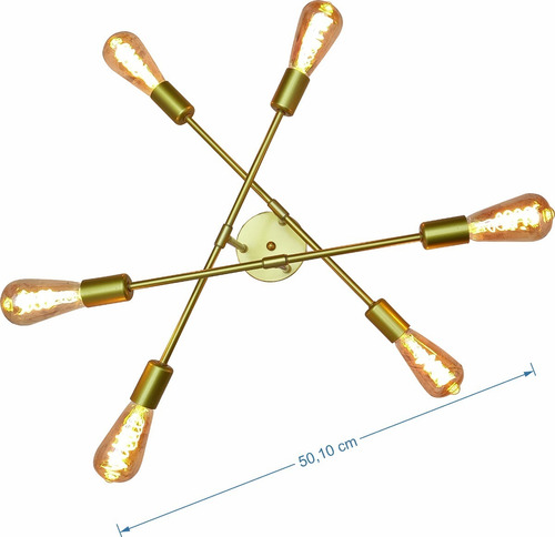 Imagen 4 de 7 de Lampara De Techo Decorativa Tipo Plafón 6 Brazo + Bombillos