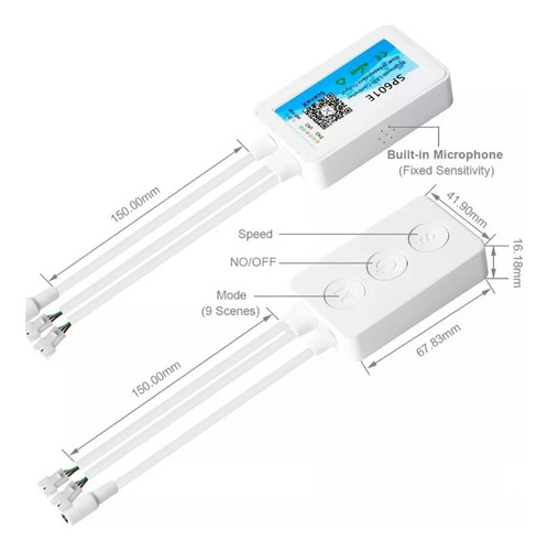 Controlador Sp601e Led Music Salida Doble - Ws2812b Ws2811