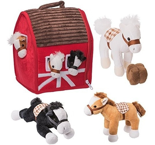 Prextex Plush Farm House Con Suaves Y Mimosos Caballos De Pe