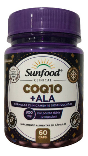 Coenzima Q10 + Ácido Alfa Lipóico 1000mg 60 Cápsulas Sunfood Sabor COQ10 + ALA 60 CAPSULAS