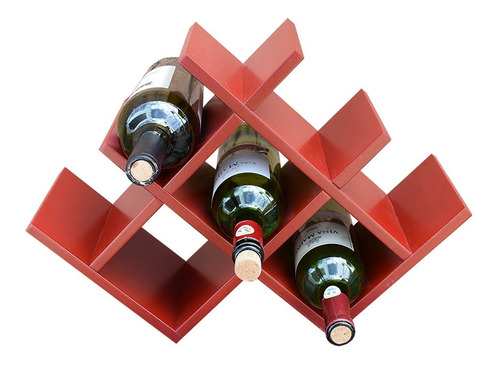 Cava Porta Botellas De Madera Practica Y Moderna Hogare Color C8 - Rojo