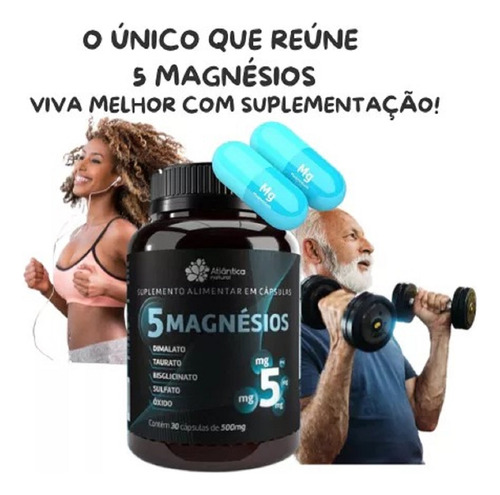 Magnésio 5 em 1 Atlântica Natural – Alta Absorção