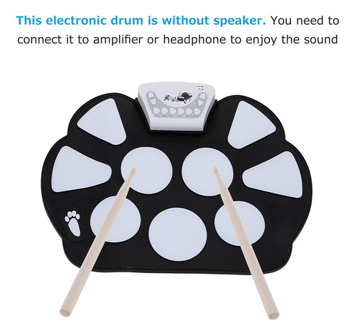S Tambor Roll Up Drum Pad Com Kit Eletrônico De Silicone