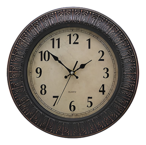 Oscuro Marrón 30cm Redondo Reloj De Pared Rústico De Adorno