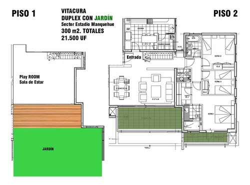 Duplex Con Jardín Y Gran Sala En Piso 1 * 3d/4b En Vitacura