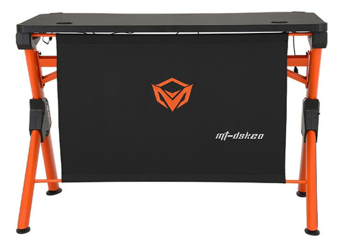 Escritorio gamer Meetion DSK20 fibra de carbono, metal, cuero de poliuretano de 1100mm x 755mm x 600mm negro y naranja Luces RGB laterales