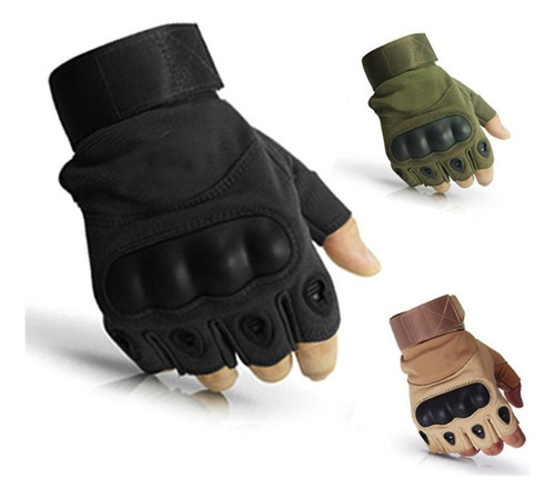 Guantes Tácticos Protección Militar Moto Medio Dedo Touch