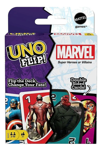 Juego De Cartas Uno Flip Marvel Super Heroes And Villains