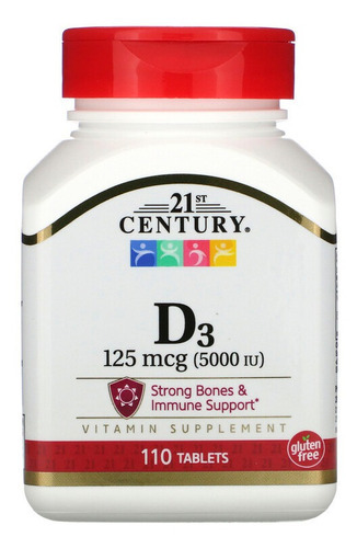 Vitamina D3 21st Century 125mcg (5000iu) 110 Tabs Sabor N/a