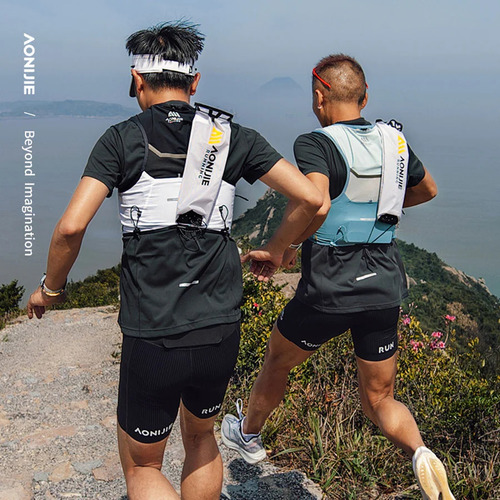 Chaleco Hidratacion 5lts Portabastones Trail Running Aonijie Azul Claro Talle M