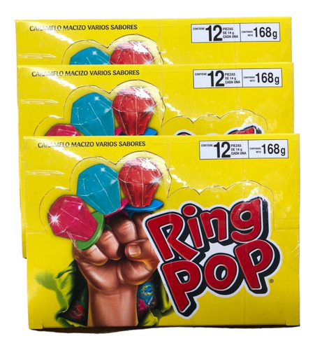 Caramelo Macizo Anillo Ring Pop 36 Pz