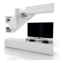 Comprar Modular Moderno Mueble Living Para Lcd Led Panel Rack Color Blanco