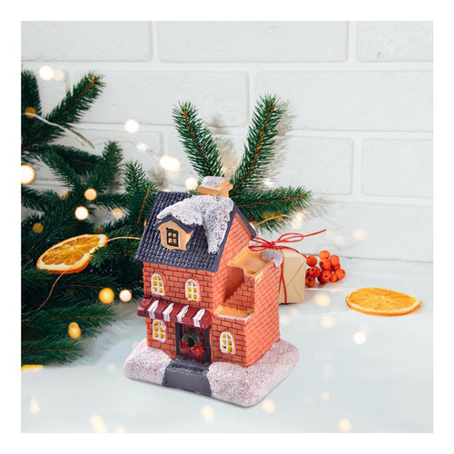 1 Navidad Nieve Pueblo Casa Escena Ornamento Luz Miniatura