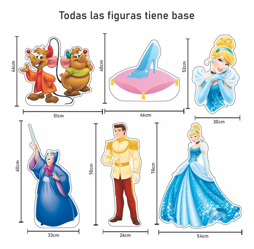 Figuras Cenicienta Base Rígida Kit 6 Pzas Coroplast
