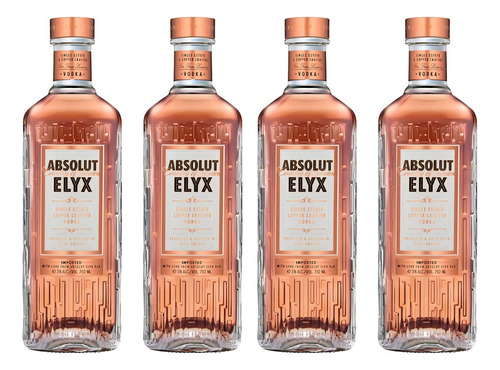 Pack De 4 Vodka Absolut Elix Edición Especial 750 Ml
