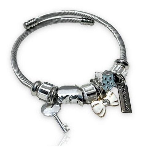 Pulsera Charms Moñito Blanco Estilo Pando Compatible Pandor