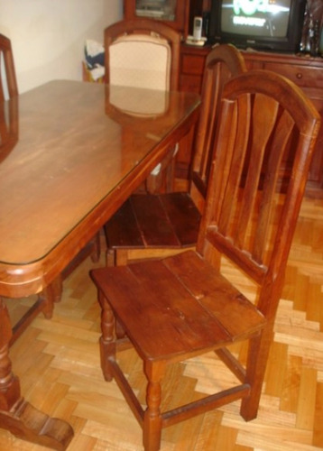 Mesa De Algarrobo Macizo Con 4 Sillas Y 2 Sillones