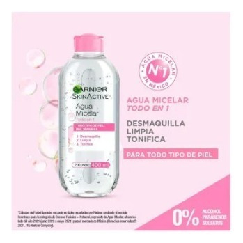 Agua Micelar Garnier Skin Active 3 Pzas De 400 Ml C/u