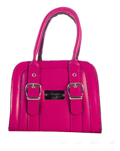 Cartera Francia Victoria Ates Mini Baulito 100% Cuero Fucsia