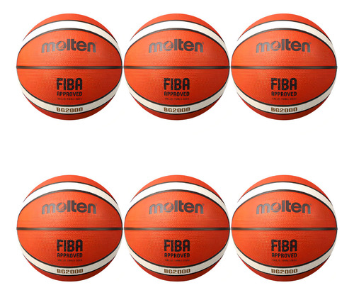 Balones Básquetbol Bg2000 Molten 6 Piezas Caucho No7 Color Naranja/beige