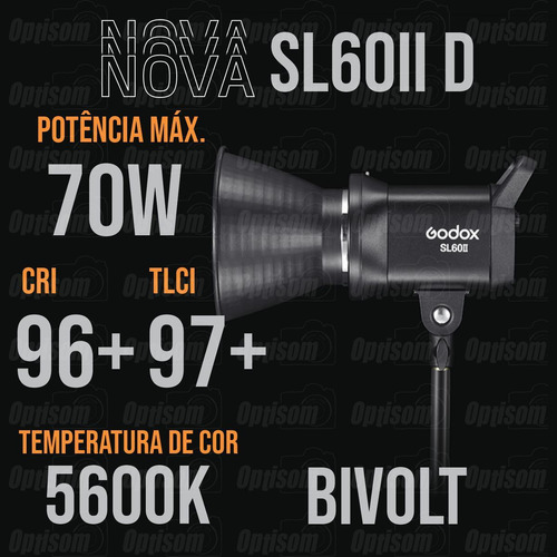 Kit Luz Contínua Estúdio Godox Sl60ii + Softbox Strip Bowens