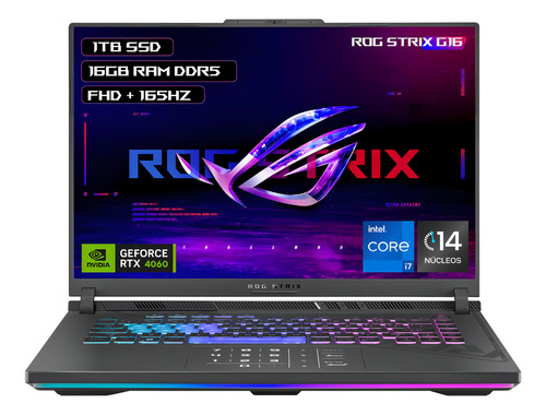 Laptop Asus Rog Strix G16 G614 Intel Ci7 Rtx4060 16g 1t Ssd Color Gris
