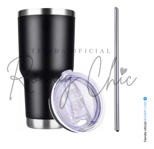 Vaso Térmico De 30oz Acero Inoxidable Con Popote Rojo